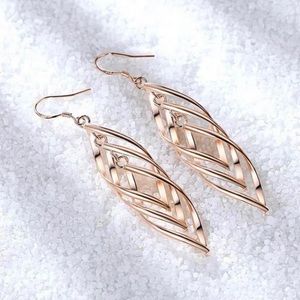 Elegant Rose Gold Leaf Earrings